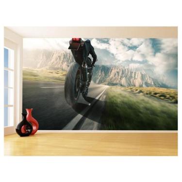 Imagem de Papel De Parede 3D Moto Esporte Viagem Estrada 3,5M Bkm78 - Você Decor