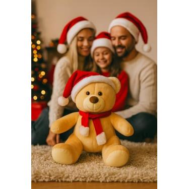 Imagem de Urso Gigante Natalino De Pelúcia 40cm Papai Noel Decoração De Natal Enfeites Presente Natalino