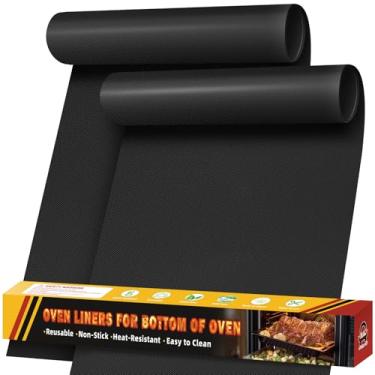 Imagem de Pacote com 2 tapetes de forno para parte inferior do forno, forro antiaderente resistente de 43 cm x 63 cm, grelha reutilizável resistente ao calor e assadeira, forros de torradeira sem BPA/PFOA