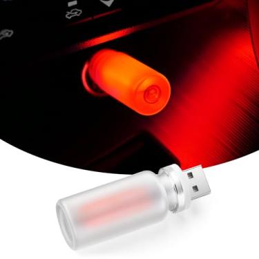 Imagem de iFunyLED Luzes noturnas de LED USB para interior do carro, kit de iluminação ambiente de carro regulável portátil, mini garrafa de vidro fosco retrô decorações para veículos, acampamento, quarto