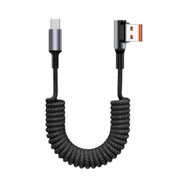 Imagem de Cabo USB C Para USB C Em Espiral De 90 Graus, Carregador Rápido Retrát