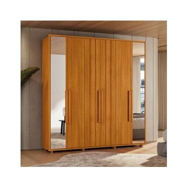 Imagem de Guarda-Roupa Casal Madetec Portinari com Espelhos 6 Portas 4 Gavetas Ripado Angular Amortecimento Cabideiro Extensível