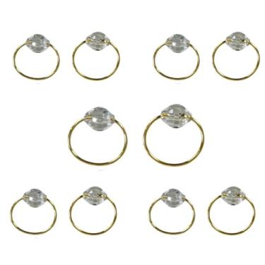 Imagem de Kit de 10 Anéis para Guardanapos com Pedra Cristalina e Argola Dourada ou Prata 4x3cm (Pedra Cristal/Argola Dourada)