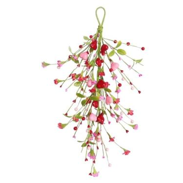 Imagem de Ｂｅｓｇａ Guirlanda de flores artificiais para o Dia dos Namorados, guirlanda de flores falsas, decoração de Dia dos Namorados, trepadeira para decoração, 60cm