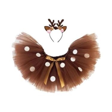 Imagem de Saia Tutu Marrom Com Poás Brancos Para Meninas, Fantasia De Rena Para 