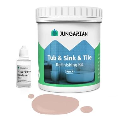 Imagem de Jungarian Kit de retoque de banheira e azulejo 1000 ml, tinta de bancada de baixo odor, tinta de pia de chuveiro para banheiro e cozinha, 50-55 m² Semi-Gloss Bella Pink
