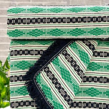 Imagem de Manta Diamante Super King 100% Algodão 260x250 Listra Verde Com Franja Preta