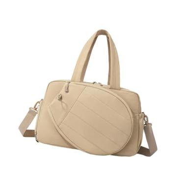 Imagem de kowaku Bolsa de tênis com compartimento para sapatos, organizadora de academia para homens e mulheres, ideal para viagens e esportes, Cáqui