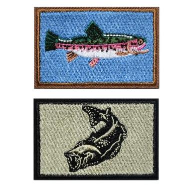 Imagem de 2 peças, truta, peixe e robalo, anzol e laço costurados para bolsa de roupas, jaqueta, jeans, vestido, acessórios DIY