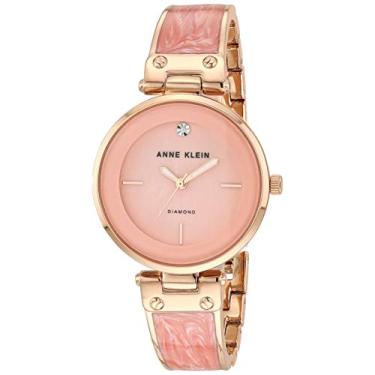 Imagem de Anne Klein Relógio feminino genuíno com mostrador de diamante, Rosa claro/ouro rosa