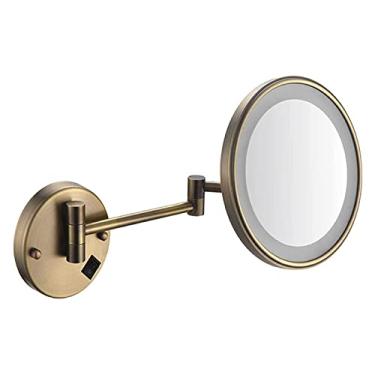 Imagem de Espelho de maquiagem montado na parede - ampliação de 3/5/7/10x Espelho de banheiro extensível giratório de 20 cm, recarregável por USB, versão atualizada, espelho cosmético