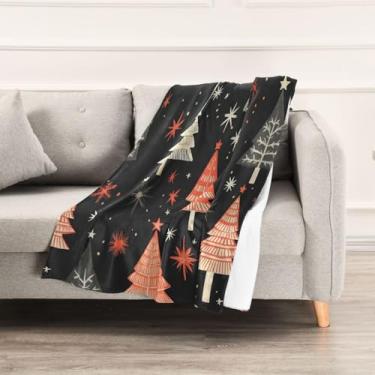 Imagem de Wassud Cobertores e mantas de Natal 152,4 x 228,6 cm, cobertor vintage de árvore de Natal para sofá, cadeira, decoração de casa