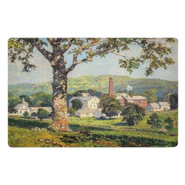 Imagem de STAYTOP Linda pintura a óleo de fazenda capachos para ambientes externos 81 x 50 cm, tapete de boas-vindas interno, tapetes de banho fofos, capacho frontal antiderrapante para entrada, pátio, áreas de