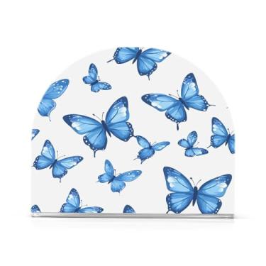 Imagem de STAYTOP Porta-guardanapos, porta-guardanapos de borboleta azul para mesas cozinha restaurante decoração de casa, suporte decorativo moderno para guardanapos de coquetel de papel de jantar