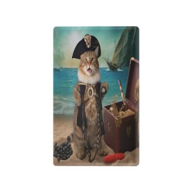 Imagem de Wassud Placa de cobertura de interruptor de luz de gato pirata, capas de tomada de interruptor único, placa de parede, decoração de casa, sala de estar, quarto, decoração