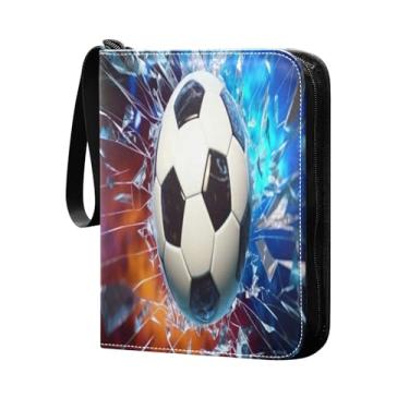 Imagem de Wassud Fichário de futebol quebrado com 4 bolsos para 400 cartões padrão, álbum TCG CCG MTG à prova d'água, presentes para colecionadores, meninos e meninas