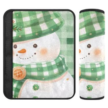 Imagem de Burbuja Capa de cinto de segurança de carro boneco de neve de Natal protetor de cinto de segurança macio para carro alça de ombro, 1 par pequeno