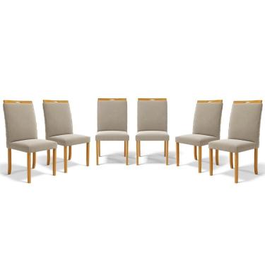 Imagem de Kit Com 6 Cadeiras Agnes Madeira Maciça Estofadas Para Mesa De Jantar