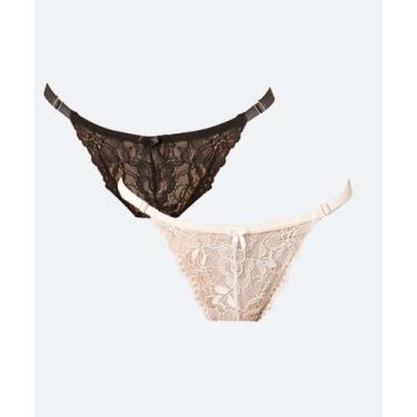 Imagem de Kit 2 Calcinhas String Fio Dental Renda Marisa-05164, Preto, G