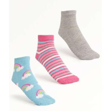 Imagem de Kit 3 Pares Meias Cano Curto Estampada Feminina Marisa-17456, 34/39, A