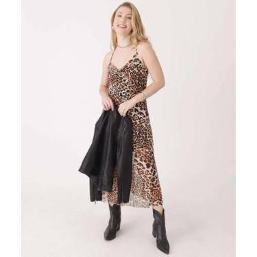 Imagem de Vestido Feminino Midi Tule Animal Print Marisa-25105, Marrom, PP