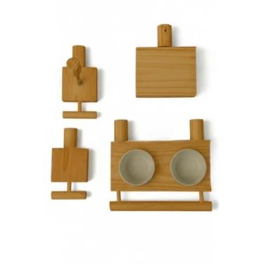 Imagem de Comedouro em cerâmica estilo gaiola para papagaios, periquitos e agapornis, garantindo segurança e higiene. (Comedouro + 3 itens,Plástico Reforçado)