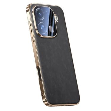 Imagem de FWYANZH Capa de couro para Oppo Find X9/X9pro, capa fosca de ovelha galvanizada fina com proteção contra quedas, cinza, X9
