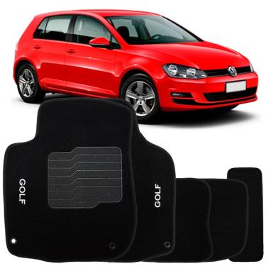 Imagem de Tapete Carpete Golf 2014 à 2018 Preto Logo Bordado Jogo 5 Peças Personalizado Automotivo