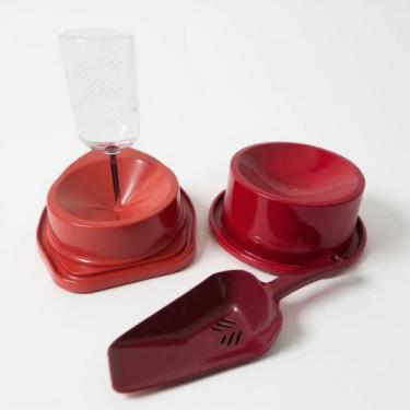 Imagem de kit Bebedouro Dosador e Comedouro Ergonomico Postura com Concha de Bri