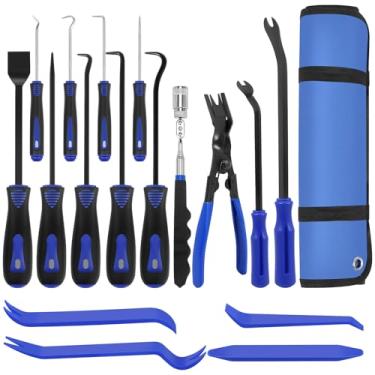 Imagem de Conjunto de 17 peças, kit de ferramentas de remoção de acabamento automático, removedor de alicate de clipe, raspador de gaxeta, ferramenta de captação magnética telescópica para remover mangueiras de