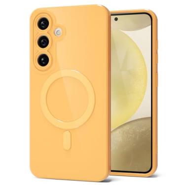 Imagem de Svanove Capa para celular Samsung Galaxy S24/ S25 de silicone magnética, compatível com Magsafe capa fofa para mulheres, feminina brilhante de borracha gelatinosa fina de plástico rígido e capa para