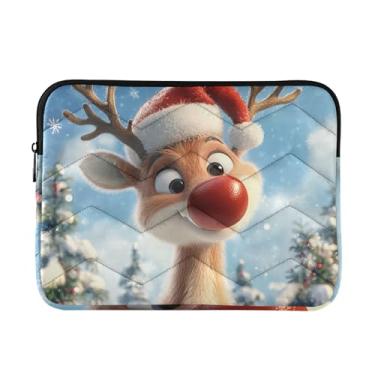 Imagem de Capa acolchoada para laptop com rena, árvores de Papai Noel, à prova de choque, capa protetora para notebook bolsa para laptop de 14 polegadas