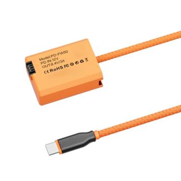 Imagem de Bateria Dummy NP-FW50 com Cabo de Energia Type-C PD Substituto para Câmeras A7 A7M2 A7R2 A7S2 A6000 A6300 A6500 A5000 A5100 Adaptador Alimentação Grav