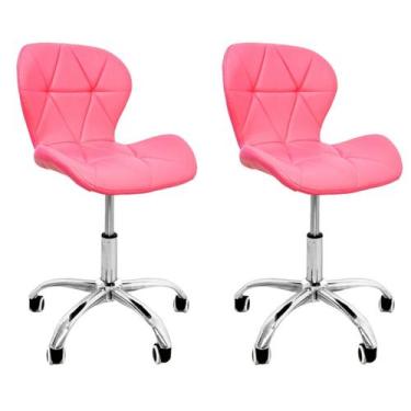 Imagem de Kit 2 Cadeiras Escritório Slim Vegas Base Giratória Estofada Rosa - Dk