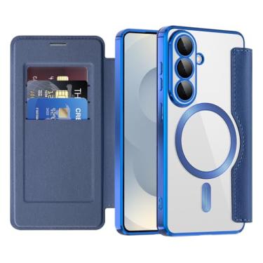 Imagem de COTDINFOR Capa carteira magnética para Samsung Galaxy S26 com suporte para cartão [bloqueio RFID] [compatível com MagSafe] [compatível com MagSafe] capa de proteção de TPU transparente para Samsung