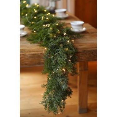 Imagem de Guirlanda de Natal PARTY JOY Cedar com luzes LED de 3 m 180 cm