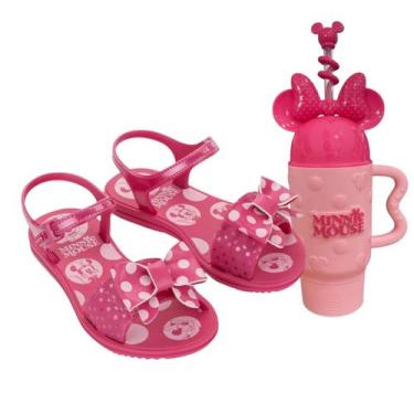 Imagem de Sandália Infantil Disney Original + Copo Fun Cup Confortável, Rosa rs 
