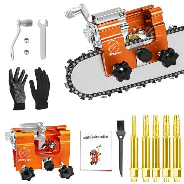 Imagem de NINGHW Afiador de motosserra, ferramenta de afiação de serra de corrente atualizada, kit de afiação de motosserra manual com broca de aço de tungstênio ultra afiada, luvas, bolsa e escova, gabarito de