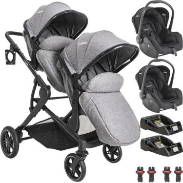 Imagem de Carrinho para Gemeos 2 Bebe Conforto 2 Base Kiddo Pair Cinza