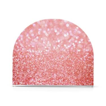 Imagem de Porta-guardanapos de papel acrílico com textura brilhante ouro rosa, dispensador de guardanapos em forma de U, suporte vertical para guardanapos