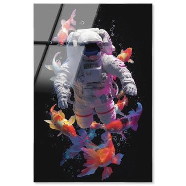 Imagem de Arte de parede de astronauta com impressão acrílica Deep Space Fishes II da Art Remedy, pronto para pendurar, 50 x 76 cm