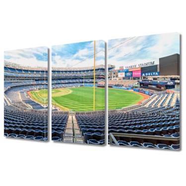 Imagem de 3 painéis de pinturas de estádio para quarto Yankee Stadium impressões de pôsteres de parede para viver horizonte da cidade de Nova York, decoração de parede, casa, escritório, arte decorativa para