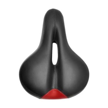 Imagem de oshhni Selim de bicicleta em couro PU, selim para mountain bike com design ergonômico, macio para bicicleta, unissex para ciclismo, Vermelho