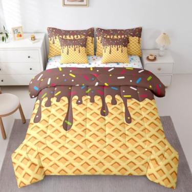 Imagem de Conjunto de edredom de beisebol creme, com lençóis, fronhas e capa de almofada, resfriamento no gelo, 7 peças, para decoração de quarto de meninos e meninas, cama esportiva doce em uma bolsa, tamanho