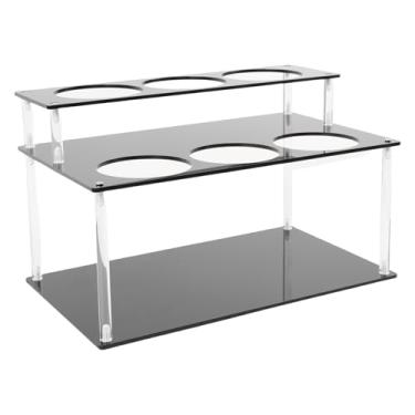 Imagem de Jiawu Suporte de Exibição de Rack de Xarope Eficiente de Acrílico de 2 Camadas para Cozinha, Organizador de Xarope de café de Fácil Montagem para Bar Doméstico, Acrílico Transparente, 12,6 X 7,5 X 7,1 pol.