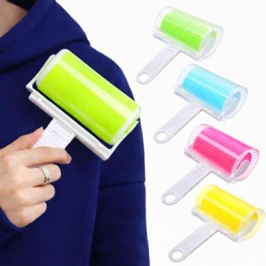 Imagem de Rolo Adesivo Lavável Tira Pelos e Fiapos Para Roupas Tapetes Sofás e Pelos de Pets 17cm (Amarelo)