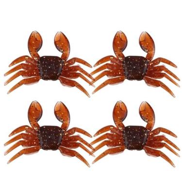 Imagem de SPYMINNPOO Isca de Caranguejo Macia de Plástico Artificial, Isca de Pesca de água Doce Realista para Pescadores, 10 Peças de Bom Material 3,15x2 Polegadas, Marrom/rosa/branco (Castanho Escuro)