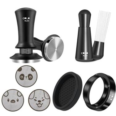 Imagem de ColoMira Kit de acessórios de café expresso de 58 mm, adulterador calibrado com mola, ferramenta WDT e funil de dosagem, conjunto de tela de disco expresso serve para máquinas de café expresso e