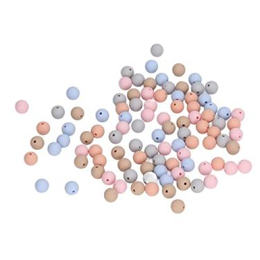 Imagem de Cryfokt Contas de Pulseira de Silicone 100pcs Coloridas Redondas DIY Contas Soltas de Silicone para Colares Brinquedos de bebê (Tipo B)