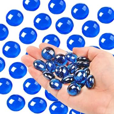 Imagem de Enchimento de vaso de pedras preciosas de vidro, pedrinhas decorativas para decoração de casa, centros de mesa, artesanato, exibição de aquário, 50 unidades (azul escuro)